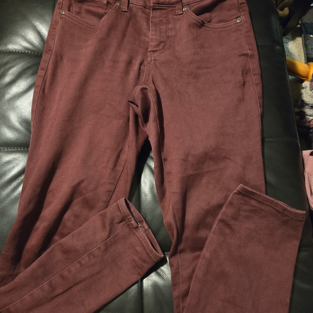 Burgundy Pants With Front and Back Pockets